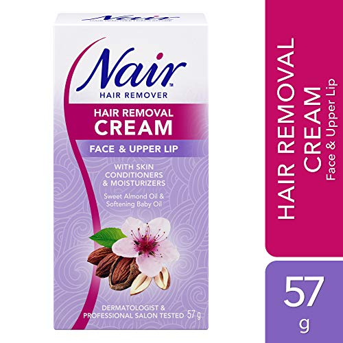 Nair Hair Removal Cream for Face & Upper Lip with Sweet Almond Oil and Baby Oil, 57-g