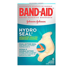 Band-Aid Hydrocolloid Bandages Large, Waterproof Adhesive Blister Cushions, Hydro Seal, 6 Bandages