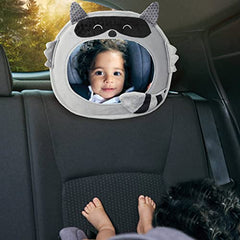 Diono Easy View™ Racoon Character Baby Car Mirror, Safety Car Seat Mirror for Rear facing Infant, Fully Adjustable, Wide Crystal Clear View, Shatterproof, Crash Tested