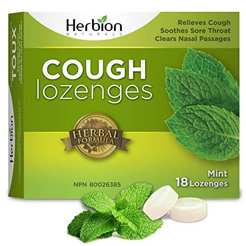 Herbion Natural Cough Lozenges To Relief Pain and Sore Throat Mint Flavour, 18 Count