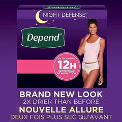 Depend Night Defense Adult Incontinence Underwear for Women, Overnight, Large, Blush, 14 Count