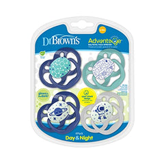 Dr. Brown's Advantage Pacifiers, Stage 2, Blue, 4 Pack, Blue