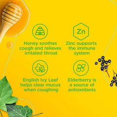 Zarbee's Children's Cough + Mucus Syrup, Zinc, Honey, Elderberry, English Ivy Leaf, Immune System, Mixed Berry Flavour, 118 mL