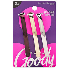 Goody Hair Barrettes, Metal, Assorted Colors, 3-Count (1942289)