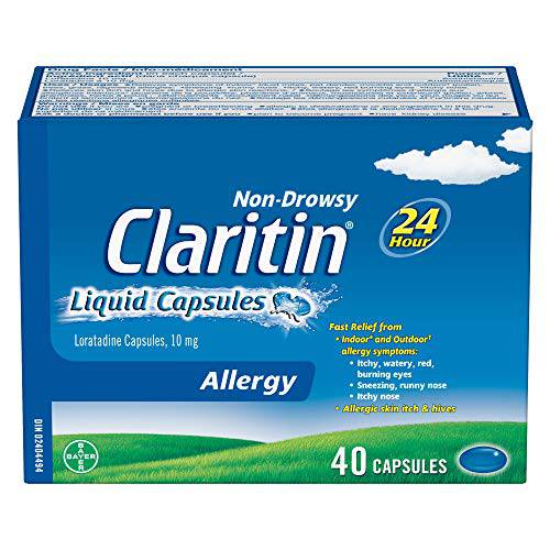 Claritin Liquid Capsules Allergy Medicine, Fast-Acting 24-Hour Non-Drowsy Relief 10 mg, 40 Capsules