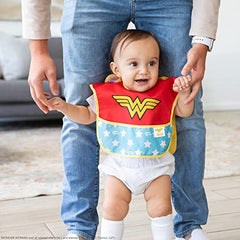 Bumkins DC Comics Wonder Woman SuperBib, Baby Bib, With Cape, Waterproof, Washable, Stain and Odor Resistant, 6-24 Months