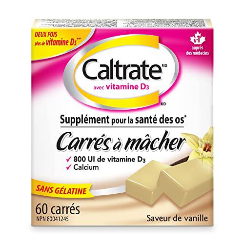 Caltrate with Vitamin D Soft Chews (60 Count, Vanilla Flavour), Calcium, Bone Health Supplement