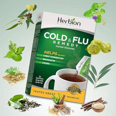 Herbion Naturals Cold & Flu Remedy Herbal Granules, 10 count sachets - Helps Relieve Cough and Chest Congestion