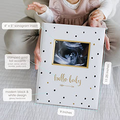 Pear Head Sonogram Baby Memory Book, Black and Gold Polka Dot (72028)