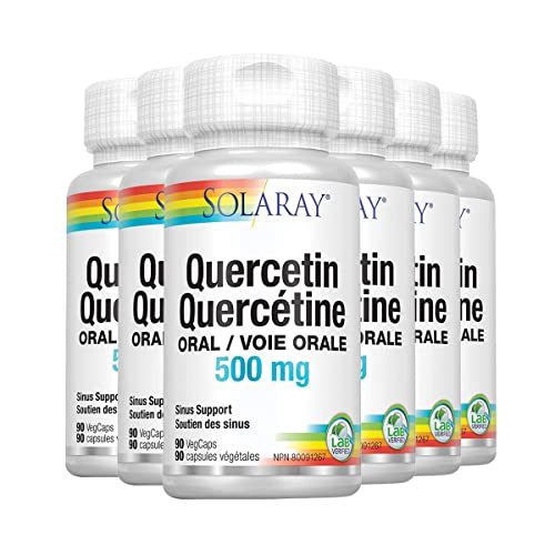 Solaray Quercetin 500mg | Support for Healthy Cells, Heart, Circulatory & Respiratory System | Bioflavonoids, Antioxidants, AMPK Activator | (Pack of 6)