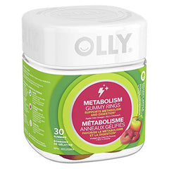 OLLY Metabolism Gummy Rings supports metabolism and digestion* Snappy Apple with apple cider vinegar, vitamin B12 & chromium 30 gummies, 30 count (Pack of 1)