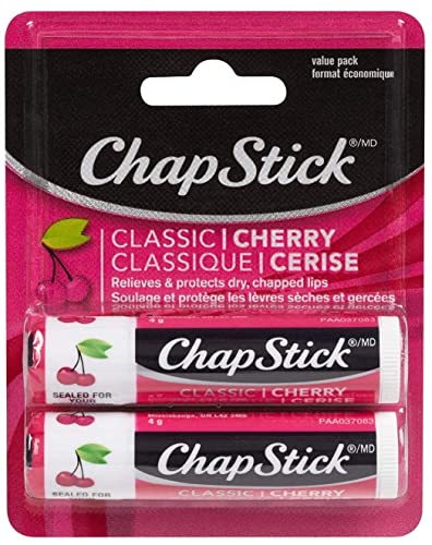 ChapStick Classic Cherry (2 Pack) Lip Balm, Skin Protectant, 4g x2