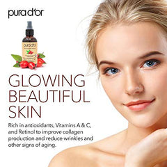 PURA D'OR (118 ml) Rosehip Seed Oil 100% Pure Cold Pressed For Face, Hair, Skin & Nails, Men & Women (Packaging may vary)