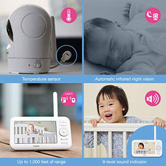 VTech VM5262 5" Digital Video Baby Monitor with Pan & Tilt Camera, White, One Size