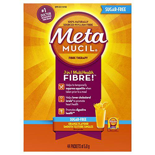 3 in 1 MultiHealth Fibre! Sugar-Free Fiber Suplement Powder Packets, Orange, 44 x 5.8 g