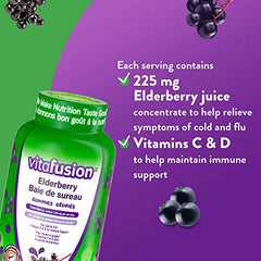 Vitafusion Elderberry Gummy Supplements, 225mg Zinc/day, 60 Count