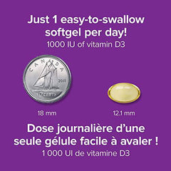 Webber Naturals Vitamin D3 1,000 IU, 500 Softgels, For Healthy Bones, Teeth, and the Maintenance of Good Health, Gluten and Diary Free, Non-GMO