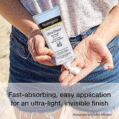 Neutrogena Sunscreen Lightweight dry-touch, Non-Comedogenic, Water & Sweat Resistant, SPF 45, 88mL Lotion