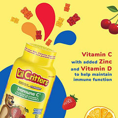 L'IL CRITTERS Immune C Plus Zinc Gummy Vitamins, Naturally Sourced Colours & Flavours, 190 Count