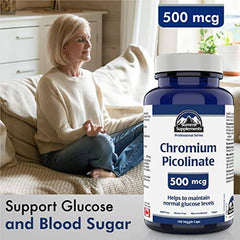 Chromium Picolinate 500mcg, 150 Caps - Glucose and Blood Sugar Support Supplement - Muscle Mass and Metabolism Support - An alternative to berberine - 3rd Party Tested - Formulated & Made in Canada