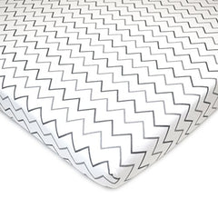 American Baby Company 100% Natural Cotton Value Jersey Knit Fitted Portable/Mini-Crib Sheet, Gray Stars/zigzag/ Gray, 24" x 38" x 5", Soft Breathable, for Boys and Girls, Pack of 3