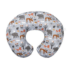 Boppy Nursing Pillow Original Support, Gray Forest Animals, Ergonomic Nursing Essentials for Bottle and Breastfeeding, Firm Fiber Fill, with Removable Nursing Pillow Cover, Machine Washable