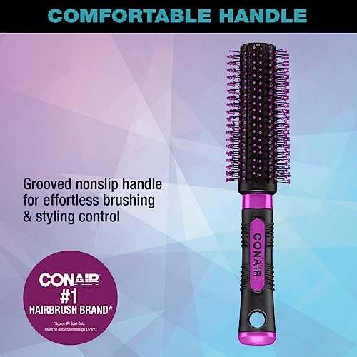 Conair Round Brush for Blow-Drying, Hairbrush for Short to Medium Hair Length, Color May Vary, 1 Pack