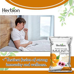 Herbion Naturals Immunity Lozenges with Zinc, Vitamin-C & Echinacea, Source of Antioxidants Helps Maintain & Support Immune System, Promote Good Health for Adults & Kids 6+, 25 CT, Orange Flavour.