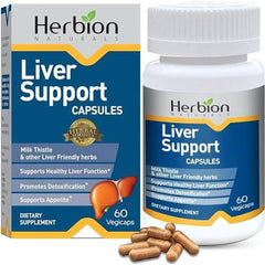 Herbion Naturals Liver Support With Milk Thistle, 60 caps – Herbal Liver Detoxifier, Cleanser, Protects and Strengthens Liver Health, Promotes Healthy Liver Function