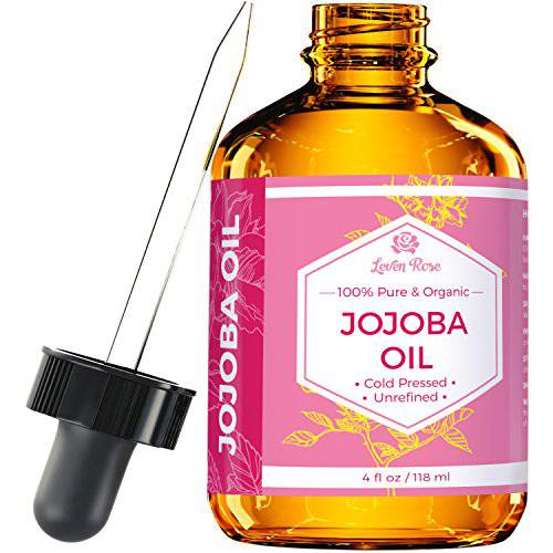 Jojoba Oil by Leven Rose, Pure Cold Pressed Natural Unrefined Moisturizer for Skin Hair Body and Nails 4 oz