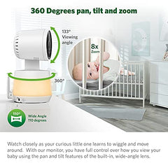 LeapFrog LF925HD 1080p WiFi Remote Access 360 Degree Pan & Tilt Video Baby Monitor with 5” High Definition 720p Display, Night Light, Color Night Vision (White), One Size