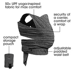 Boppy Baby Carrier - ComfyFit, Heathered Gray, Hybrid Wrap, 3 Carrying Positions, 0m+ 8-35lbs, Soft Yoga-Inspired Fabric with Integrated Storage Pouch