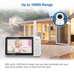 VTech VM924-2 Pan & Tilt Video Baby Monitor with 2 Cameras, 5" LCD Screen, Up to 17 Hrs Video Battery Life(2600 mAh), 1.33x Zoom, Night Vision, Best-in-Class 1000ft Range, Soothing Sounds, 2-Way Talk