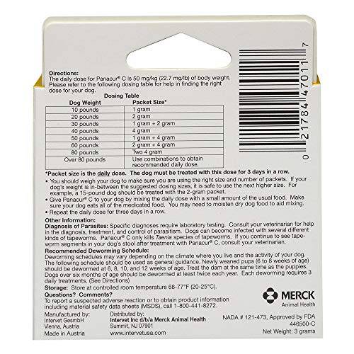 Panacur C Canine Dewormer (Fenbendazole), 1 Gram, Yellow, 3 Count (Pack of 1)