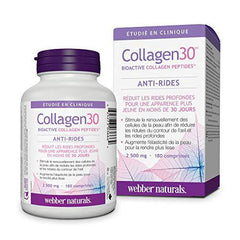 Webber Naturals Collagen30 Anti-Wrinkle, 2,500mg of Bioactive Collagen Peptides Per Serving, 180 Tablets, Helps Reduce Deep Wrinkles, Fine Lines & Stimulates Skin Cells