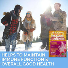 Emergen-C Immune+ 1000mg Vitamin C Powder Supplement, Drink Mix, Immune System Booster, Rasberry, 24 Packets