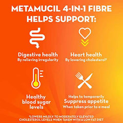 Metamucil, Daily Psyllium Husk Powder Supplement Packets, Sugar-Free, 4-in-1 Fiber for Digestive Health, Orange Smooth Flavored Drink, 44 Servings