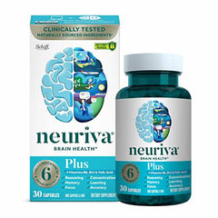 NEURIVA Plus Brain Supplement For Memory, Focus & Concentration + Cognative Function with Vitamins B6 & B12 and Clinically Tested Nootropics Phosphatidylserine and Neurofactor, 30ct Capsules