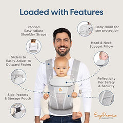 Ergobaby All Carry Positions Breathable Mesh Baby Carrier with Enhanced Lumbar Support & Airflow (7-45 Lb), Omni Breeze, Onyx Black