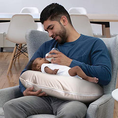 Boppy Nursing Pillow Organic Original Support, Sand, Ergonomic Nursing Essentials for Bottle and Breastfeeding, Firm Hypoallergenic Fiber Fill, with 100% Organic Cotton Nursing Pillow Cover