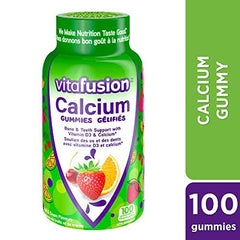 Vitafusion Calcium Adult Vitamin Gummies, Strong Bones and Teeth¹, Prevents Osteoperosis², Muscle Function³,100 Count (1.5-Month Supply), Packaging May Vary