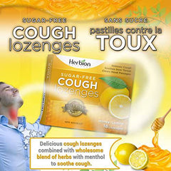 Herbion Naturals Sugar-Free Cough Lozenges with Natural Honey-Lemon Flavour, 18 Lozenges - Relieves Cough, Clears Nasal Congestion, Soothes Sore Throat; For Adults and Children 12 years and above