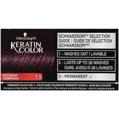 Schwarzkopf Keratin Color Permanent Hair Color Cream, 1.9 Rich Caviar(Packaging May Vary), Pack of 1