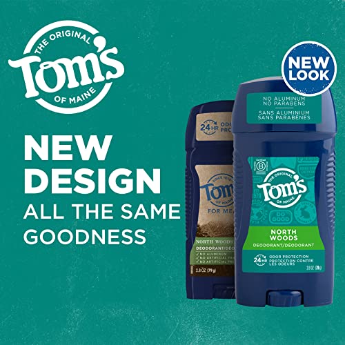 Tom’s of Maine Long-Lasting Aluminum-Free Deodorant for Men - Natural North Woods Scent - 2.8 Oz - Pack of 1 (Packaging May Vary)