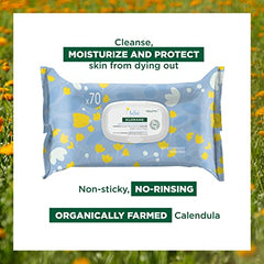 Klorane - Baby Gentle Body Wipes with Calendula - Normal to Dry Skin - Baby - Biodegradable - 70 wipes