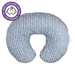 Boppy Nursing Pillow Original Support, Blue Herringbone, Ergonomic Nursing Essentials for Bottle and Breastfeeding, Firm Hypoallergenic Fiber Fill with Removable Nursing Pillow Cover, Machine Washable