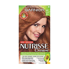 Garnier Nutrisse Cream, Permanent Hair Colour, 641 Light Natural Copper, 100% Grey Coverage, Nourished Hair Enriched With Avocado Oil, 1 Application