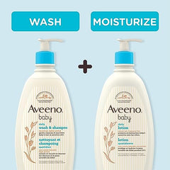 Aveeno Baby Daily Moisture Body Lotion for Delicate Skin, Natural Colloidal Oatmeal & Dimethicone, Hypoallergenic Moisturizing Baby Lotion, Fragrance-, Phthalate- & Paraben-Free, 532mL