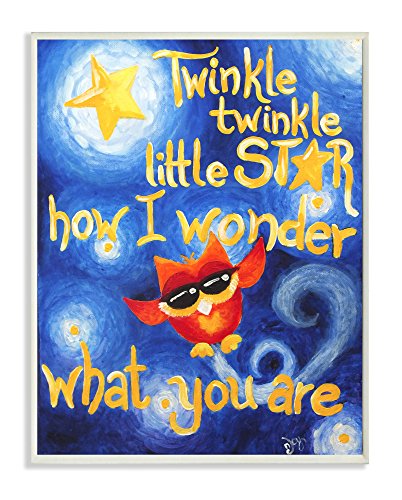 The Kids Room by Stupell Twinkle Twinkle Little Star Red Owl at Night Rectangle Wall Plaque