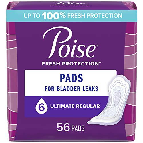 Poise Postpartum Incontinence Pads, Ultimate Absorbency, Regular Length, 56 Count